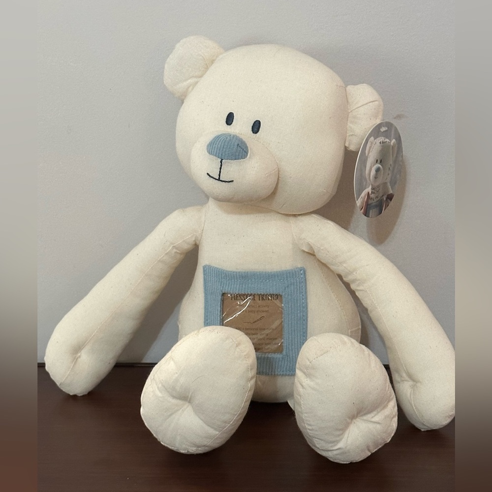 Demdaco Blue Message Friend Teddy Bear Baby Shower Activity Keepsake